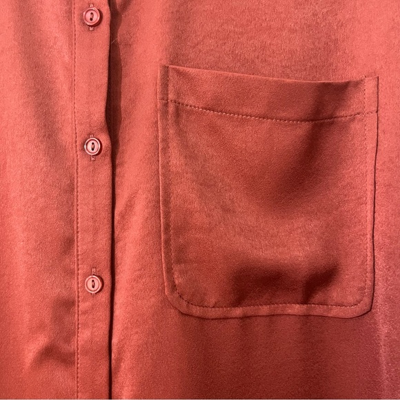 Sage The Label Satin Tunic Top / Orange Rust Size XS Oversized - Picture 8 of 12